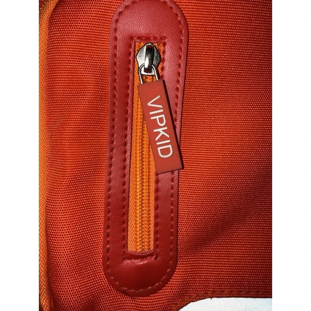 VIPKID Small Orange Backpack Smile Face Patch Zip Padded Adjustable Straps